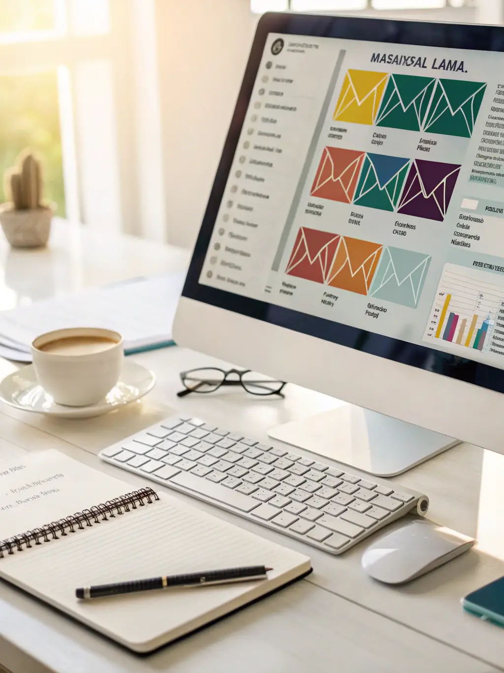 A close-up shot of a computer screen displaying an engaging email marketing campaign design, showcasing vibrant visuals and compelling call-to-actions, used to illustrate DuoHaus Marketing's email marketing expertise.