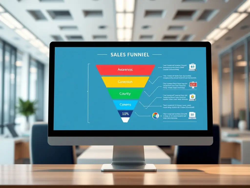 A designer is optimizing a sales funnel on a digital whiteboard, illustrating the process of funnel optimization.